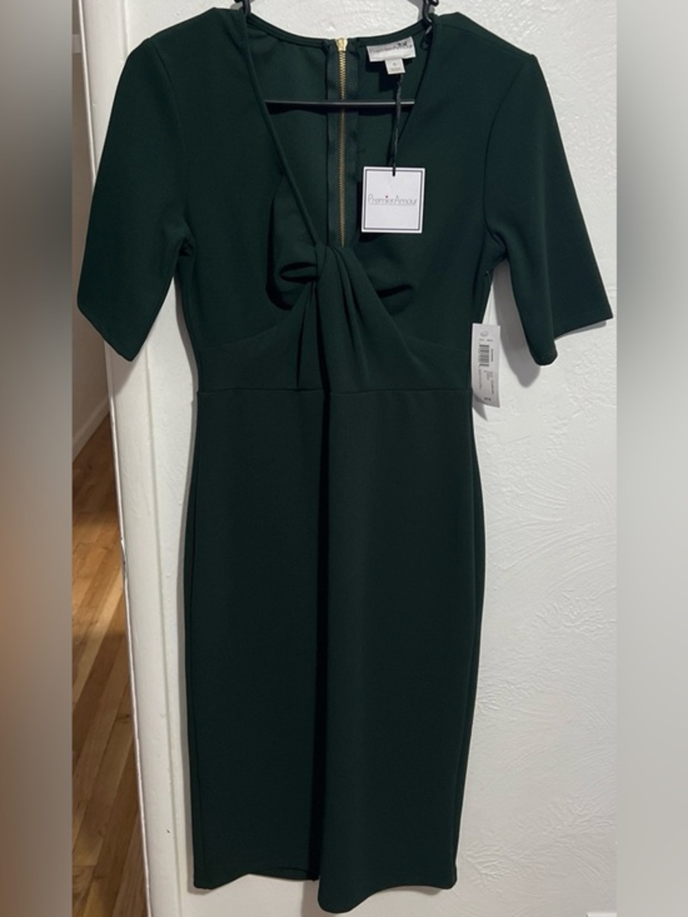 NWT Premier Amour Dark Green Twist-Front Midi Dress Size 6